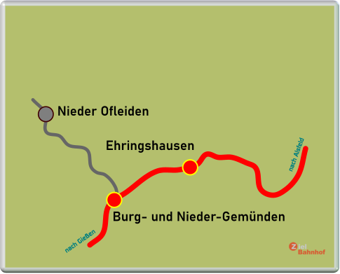 Ehringshausen Burg- und Nieder-Gemünden nach Gießen nach Alsfeld Nieder Ofleiden